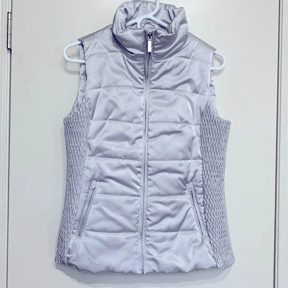 Liz Claiborne Vest, Size S, Silver Satin. - Picture 2 of 8